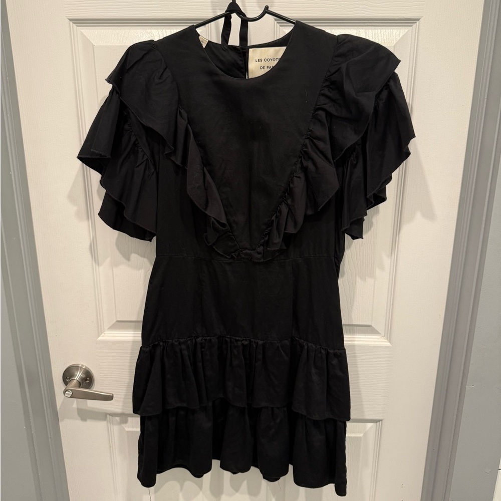 Black poplin mini dress